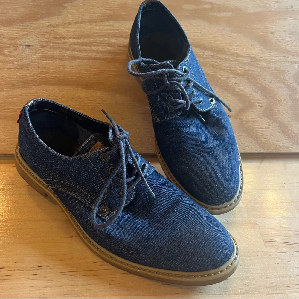 Levi's sz 7.5 Blue Oxford lace up dress Shoes Classic Derby denim Jean loafers